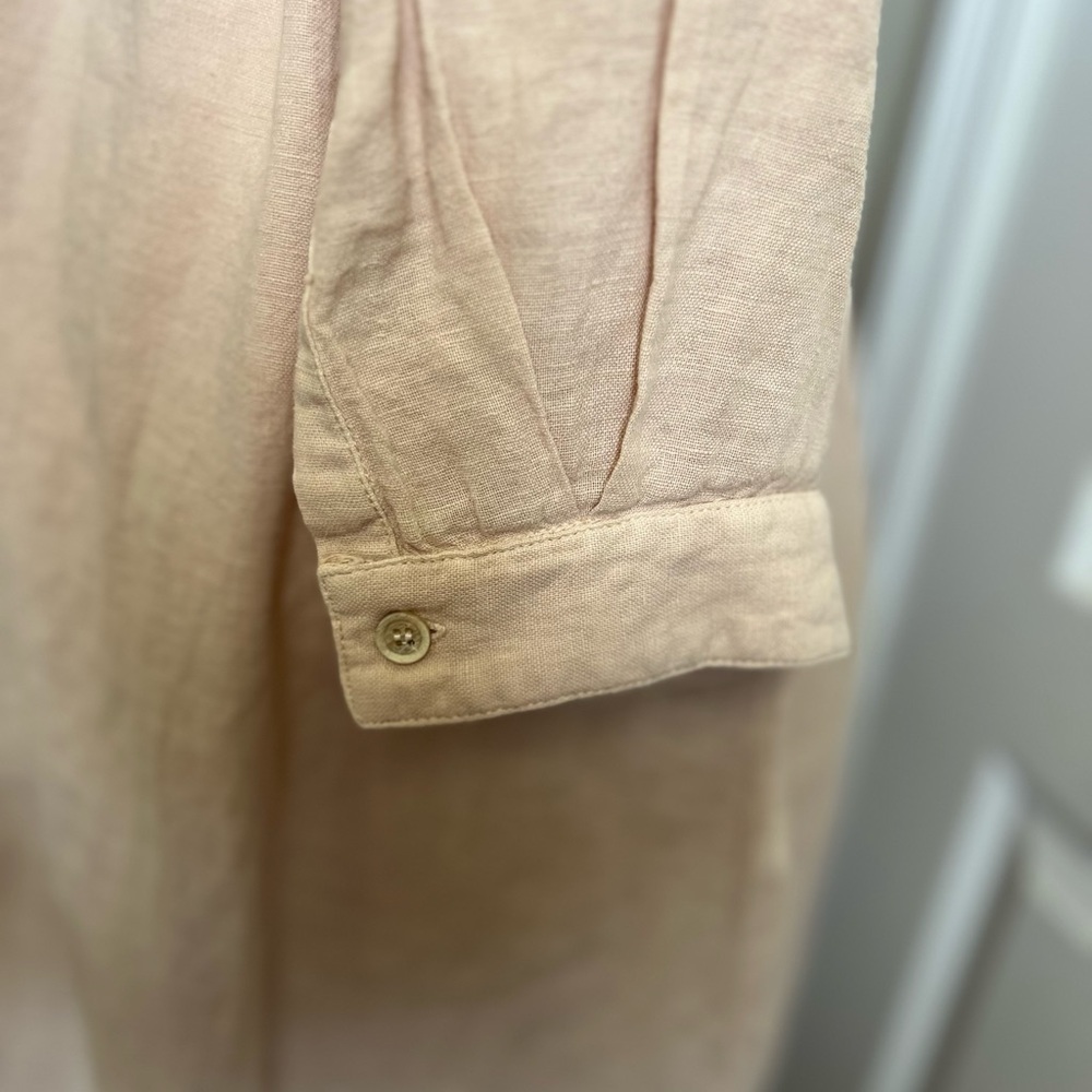 NWT ZARA linen button down midi shirt dress. Size L - Picture 9 of 10